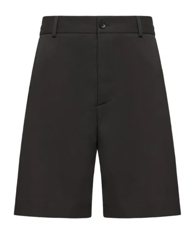 Moncler Wool Blend Gabardine Bermuda Shorts In Black
