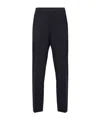 Moncler Pantalon En Gabardine De Laine Mélangée In Blue