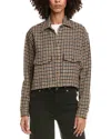 Moncler Houndstooth Wool Blend Blouson Jacket In Brown