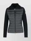 Moncler Wool Blend Jacket Ribbed Collar In Black