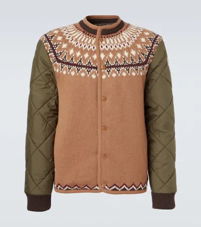 Moncler Wool-blend Jacquard Cardigan In Brown