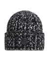 Moncler Wool Blend Logo Patch Beanie In Black