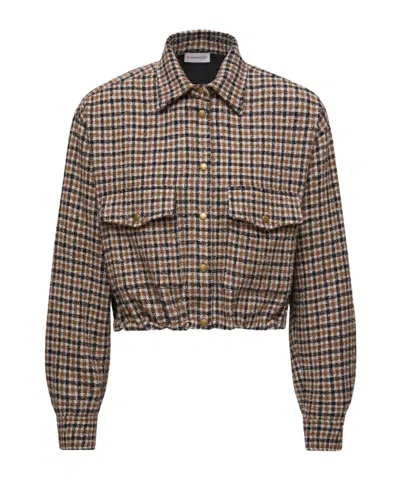 Moncler Wool-blend Long-sleeve Shirt In Brown