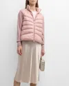 Moncler Wool-blend Puffer Cardigan In Open Pink