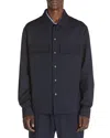 Moncler Wool Blend Shirt In Dark Blue
