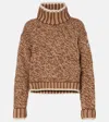 Moncler Patterned Wool Turtleneck Sweater In Brown