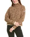 Moncler Patterned Wool Turtleneck Sweater In Brown