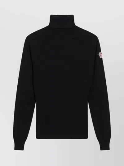 Moncler Wool Blend Turtleneck Long Sleeve Top In Black