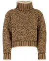 Moncler Patterned Wool Turtleneck Sweater In Brown