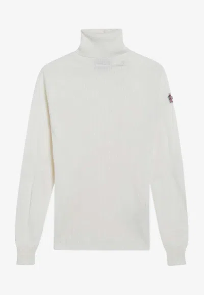 Moncler Wool-blend Turtleneck Sweater In White