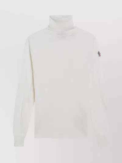 Moncler Wool Blend Turtleneck Sweater With Long Sleeves In White