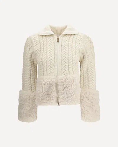 Moncler Wool Blend Zip-up Cardigan In Neutral