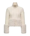 Moncler Cable-knit Wool-blend Cardigan In White