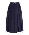 Moncler Wool-blended Pleated Mid-length Dress In Blue