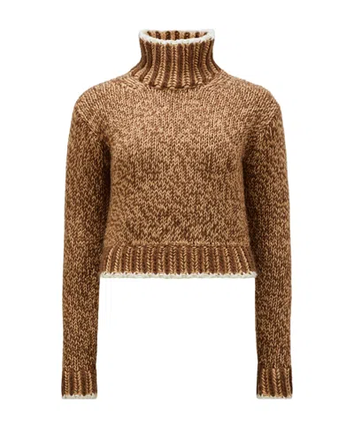 MONCLER MONCLER LOGO PATCH TURTLENECK KNIT JUMPER