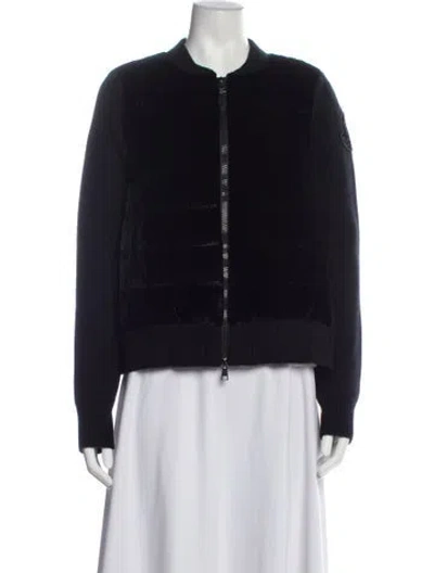 Pre-owned Moncler Wool Bomber Jacket In Black