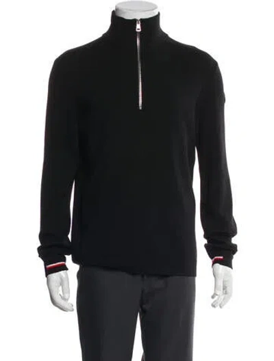 Pre-owned Moncler Wool Bomber Jacket In Black