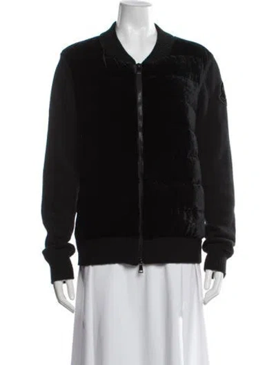 Pre-owned Moncler Wool Bomber Jacket In Black