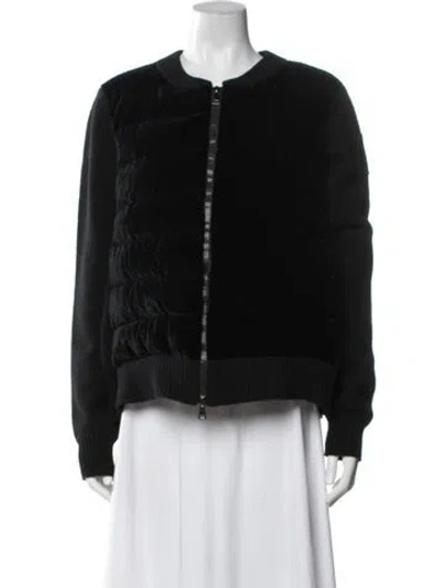 Pre-owned Moncler Wool Bomber Jacket In Black