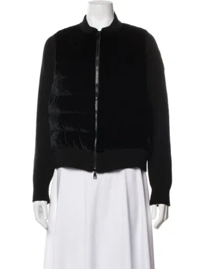 Pre-owned Moncler Wool Bomber Jacket In Black