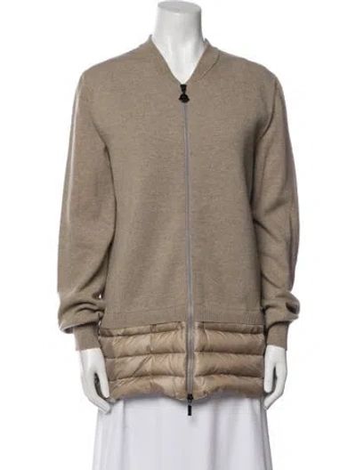 Pre-owned Moncler Wool Bomber Jacket In Neutral
