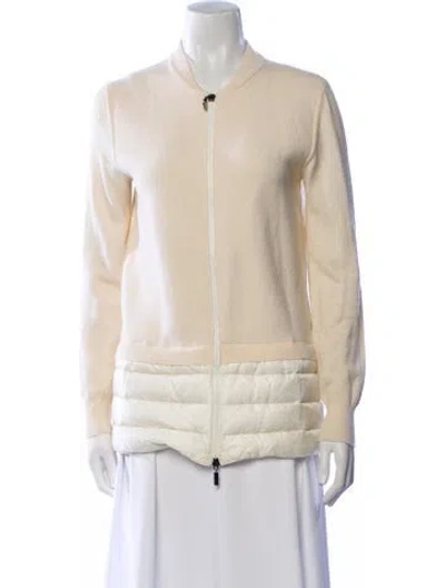 Pre-owned Moncler Wool Bomber Jacket In Neutrals