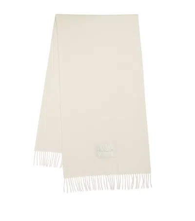 Moncler Wool Brushed Scarf In White
