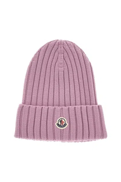 Moncler Wool Cable Knit Hat In Pink