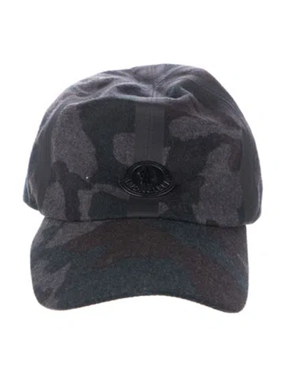 Pre-owned Moncler Wool Camo Baseball Hat In Gray