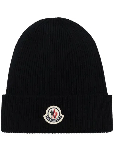 MONCLER MONCLER RIBBED VIRGIN WOOL BEANIE ACCESSORIES