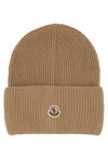 Moncler Logoed Wool Cap Featuring Folded Cuff In Brown
