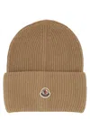 Moncler Wool Cap With Logo In Brown