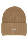 Moncler Logoed Wool Cap Featuring Folded Cuff In Brown