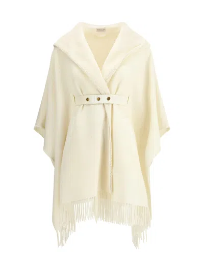Moncler Wool Cape In Neutral