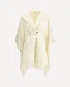 Moncler Belted Fringed Virgin Wool Cape In White