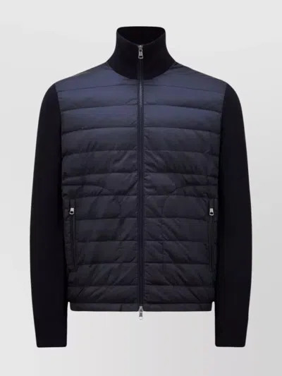 Moncler Cardigan In Lana Imbottito In Blue
