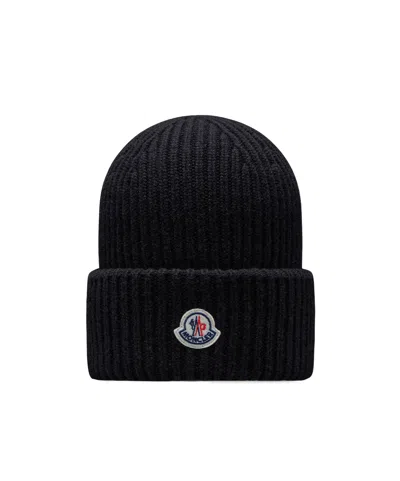 Moncler Wool  Cashmere Beanie In Black