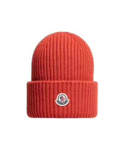 Moncler Wool  Cashmere Beanie In Orange