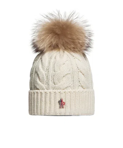 Moncler Wool  Cashmere Beanie With Pom Pom In Neutral