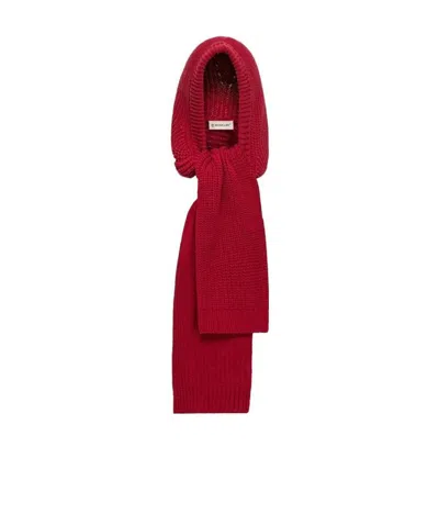 Moncler Wool  Cashmere Blend Hooded Scarf In Red