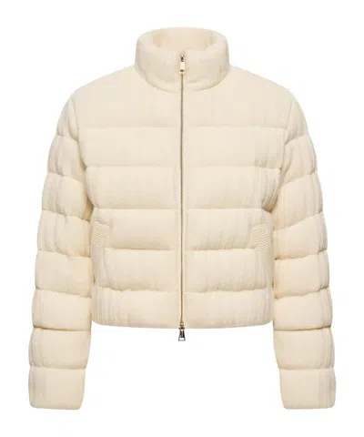 Moncler Wool  Cashmere Blend Padded Cardigan In White