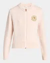 Moncler Wool-cashmere Heart Patch Cardigan In Pink