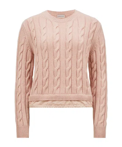 Moncler Wool Cashmere Knitted Sweater In Pink