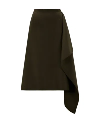 Moncler Wool-cashmere Midi Wrap Skirt In Green