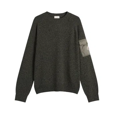 Pre-owned Moncler Wool Cashmere Mouline Crew Neck Jumper 'green' | Men's Size Xxl