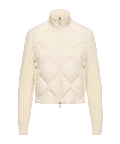 Moncler Wool  Cashmere Padded Zip-up Cardigan In Pink