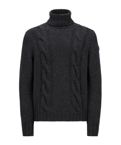 Moncler Wool  Cashmere Polo Neck Jumper In Gray