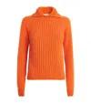 Moncler Ribbed-knit Wool And Cashmere Sweater In Orange