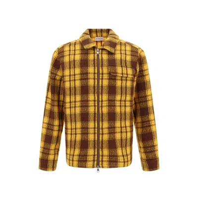 Moncler Wool Checked Jacket In Yellow