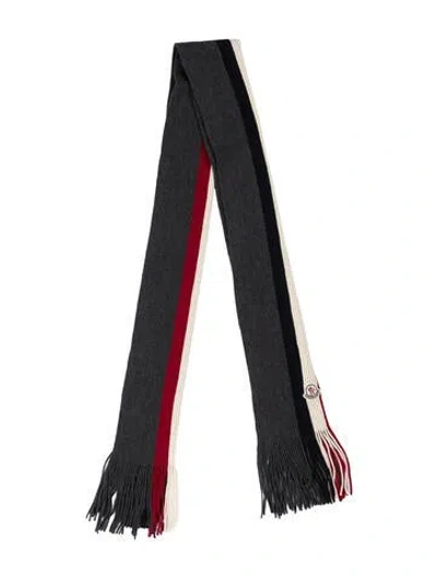Pre-owned Moncler Wool Colorblock Pattern Scarf In Grey